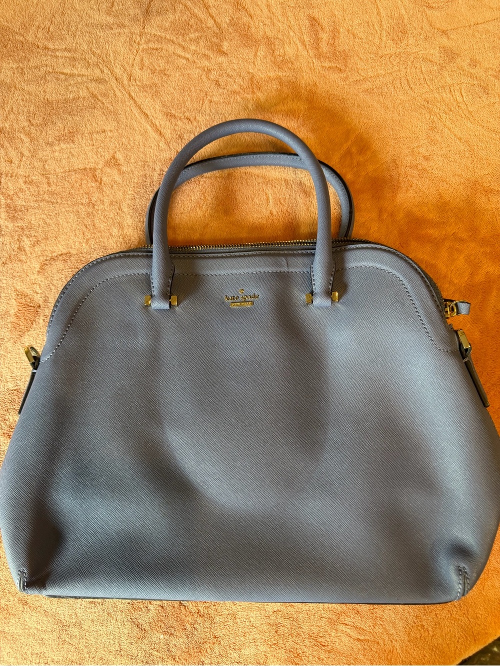 kate spade gray dome satchel with gold hardware
